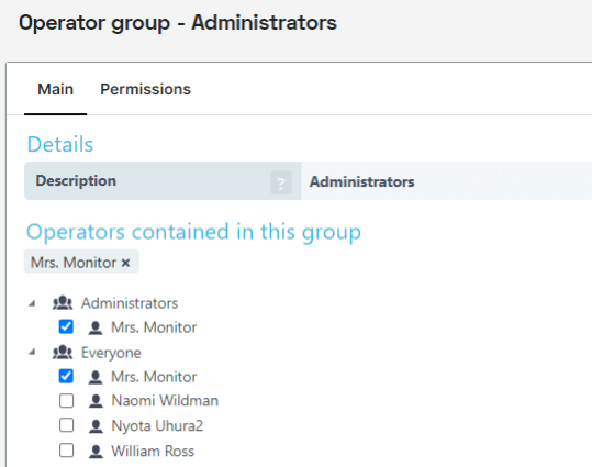 screenshot van administrator operatorgroep