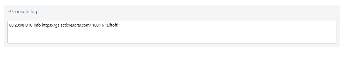 Controleregelresultaten Console log