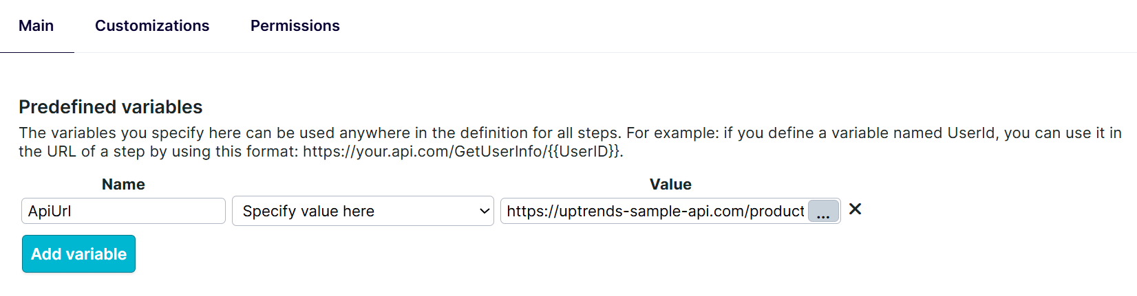 API-URL op integratieniveau