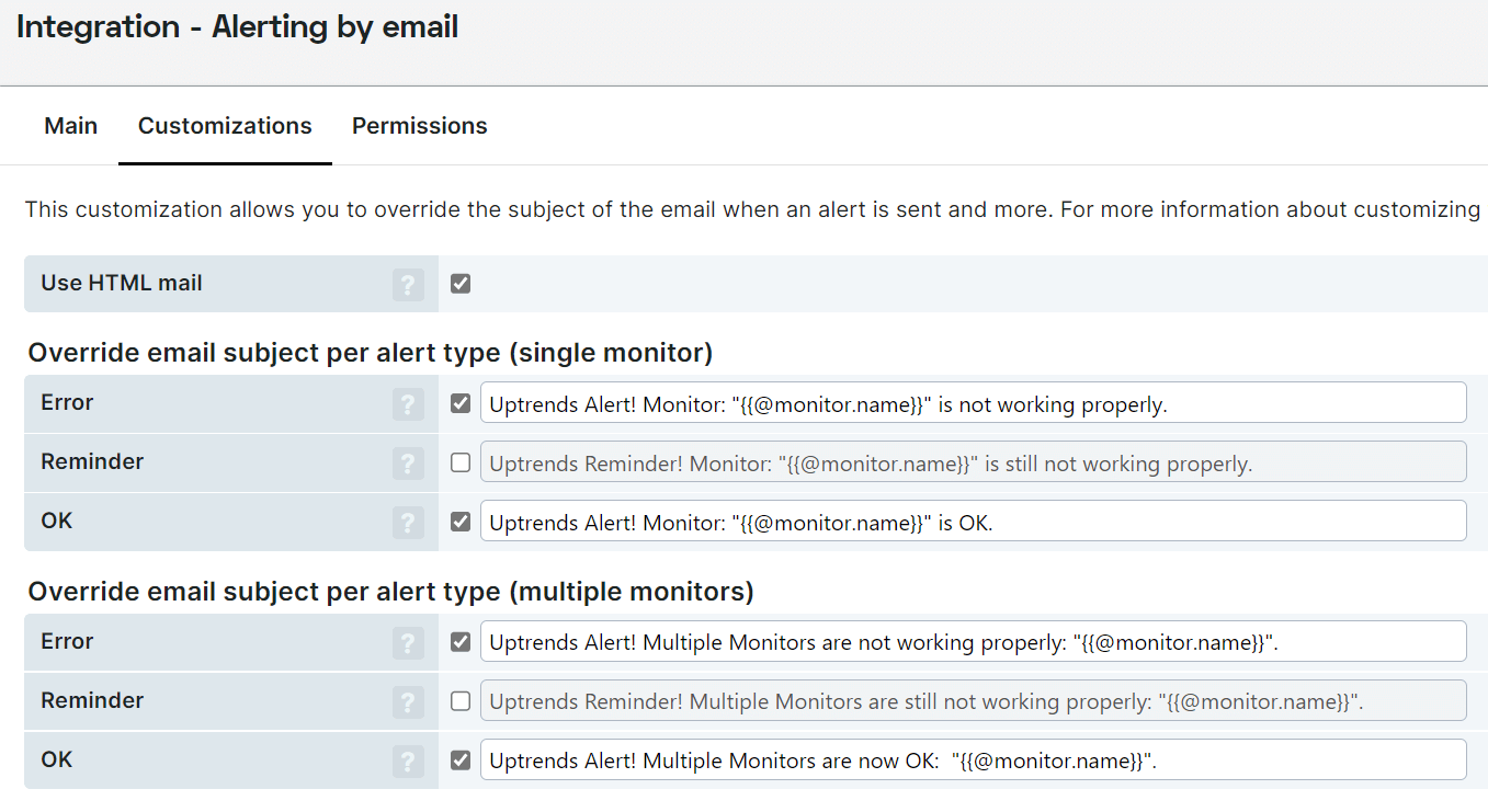 Onderwerp e-mailalert aanpassen