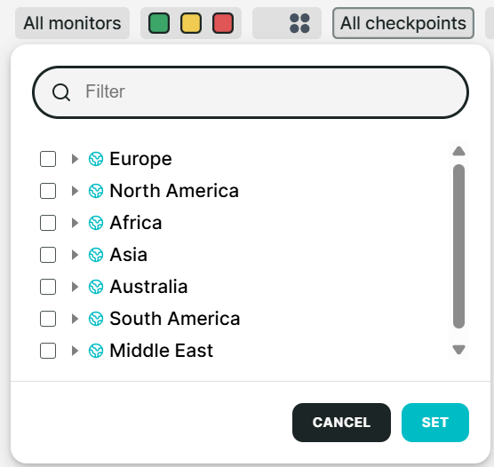 Filter voor controlestation in dashboards