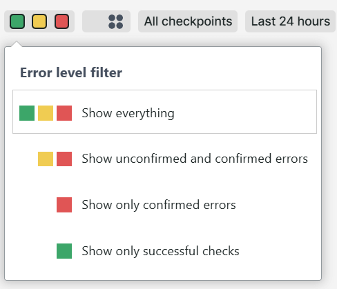 Filter voor foutniveau in dashboards