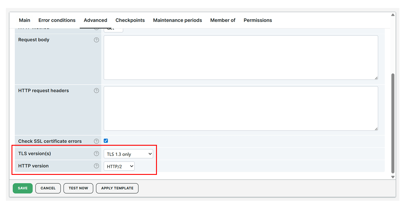 TLS- en HTTP-versies in HTTPS-controleregels