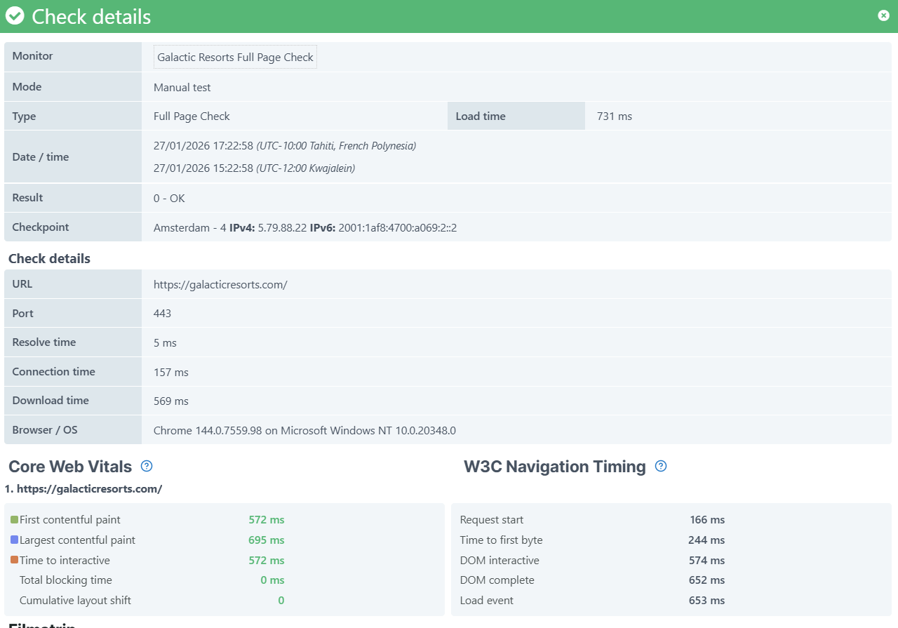 Netwerktijd-controleregelresultaat voor browsercontroleregels