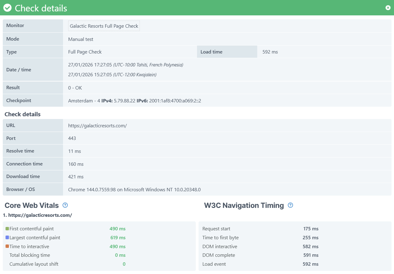 W3C load event-controleregelresultaat voor browsercontroleregels