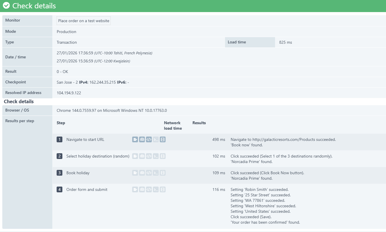 Netwerktijd-controleregelresultaat voor transactiecontroleregels