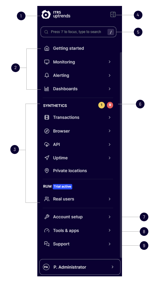 screenshot van hoofdmenu