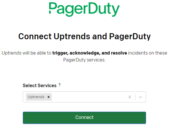 De PagerDuty service(s) selecteren