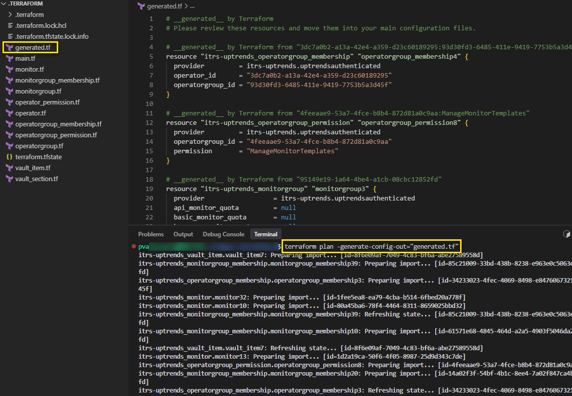 Importeer Uptrends resources in Terraform