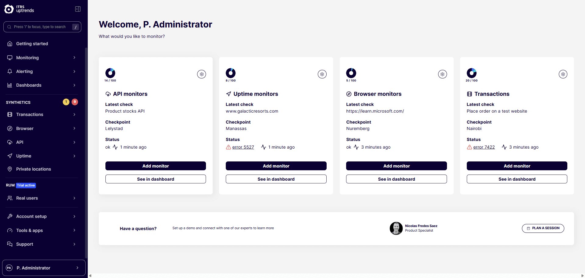 screenshot van de UI