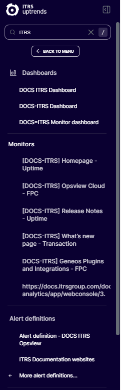 screenshot zoekvak boven aan hoofdmenu