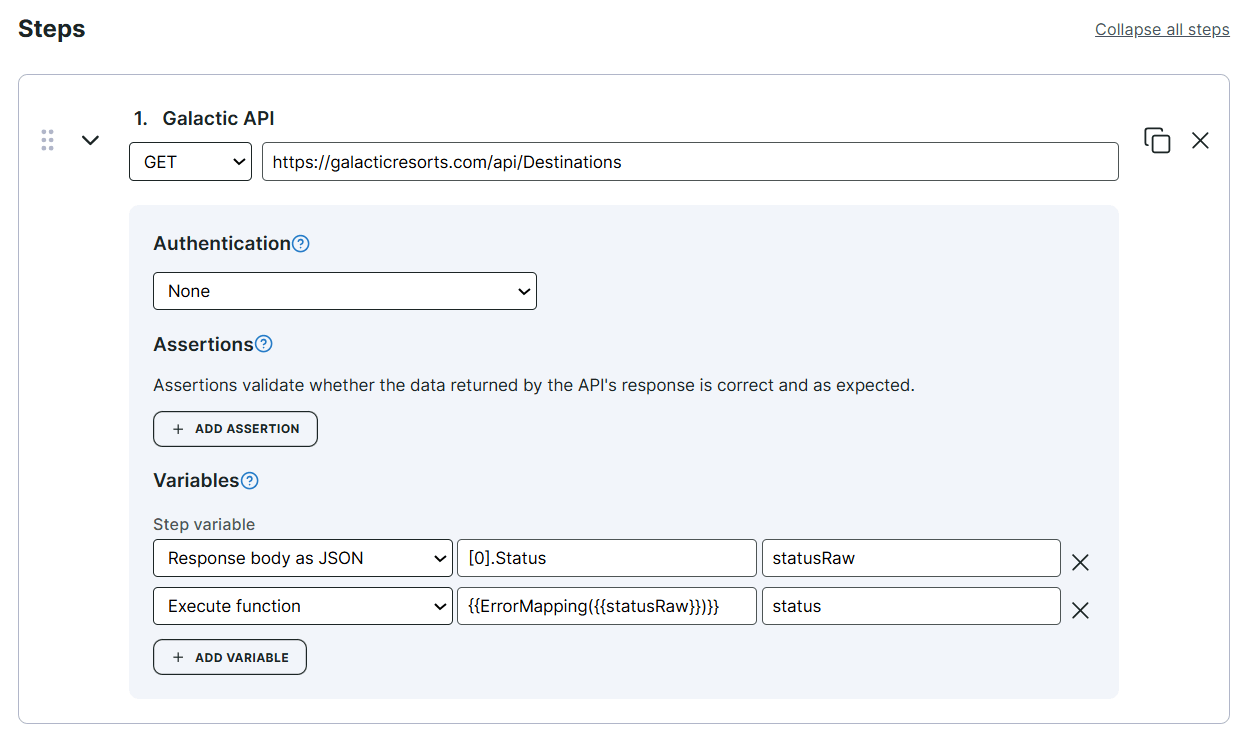 Error mapping-functie toepassen vanuit JSON-response