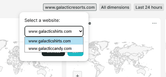 Websitefilter in RUM-dashboards