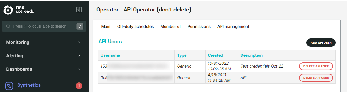 screenshot tabblad API management van operator