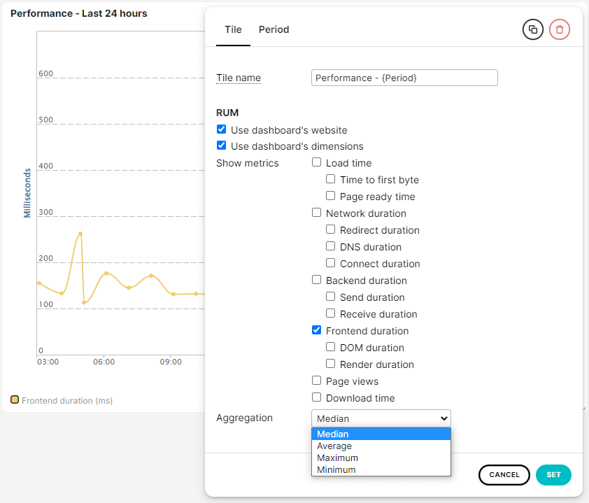 screenshot tegelinstellingen aggregatie