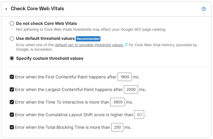 screenshot Core Web Vitals controleren