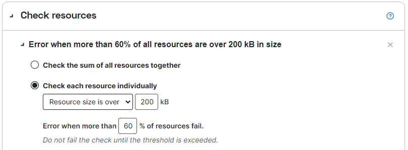 screenshot foutconditie afzonderlijke resources zijn te groot