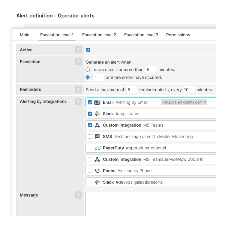 Configureer alertingmethodes met integraties