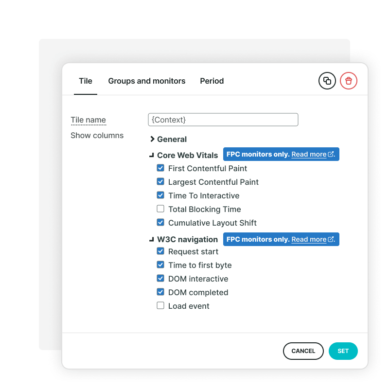 Bekijk performance metrics in een aangepaste rapport tegel