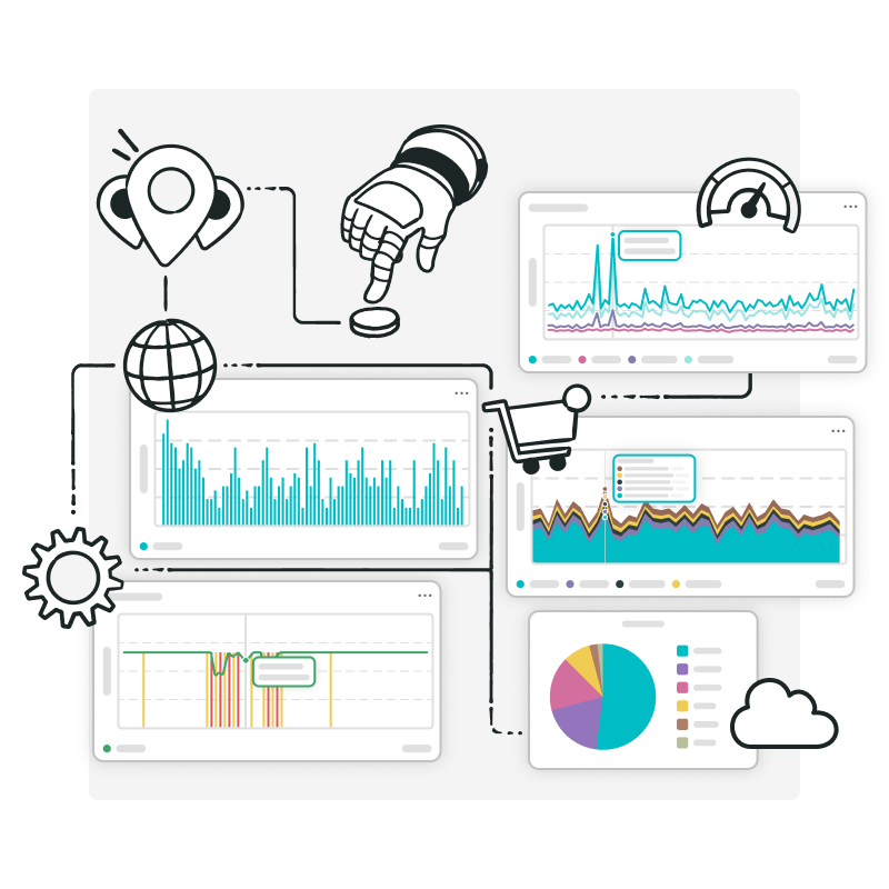 Observeerbaarheidsmonitoring overzicht van complexe IT-omgeving.