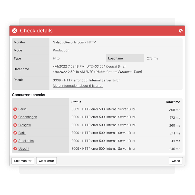 Details van HTTP request error met Gelijktijdige Monitoring